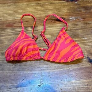Neon Pink & Orange Zebra Triangle Bikini Top